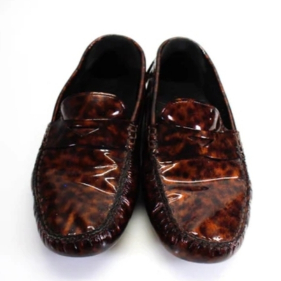 Cole Haan Womens Patent Leather Animal Print Flat Loafers Brown Sz6 - Picture 3 of 8